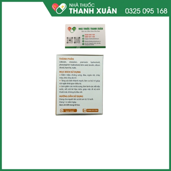 Viên đặt trĩ Novolax - Tăng sức bền thành mạch, làm co búi trĩ